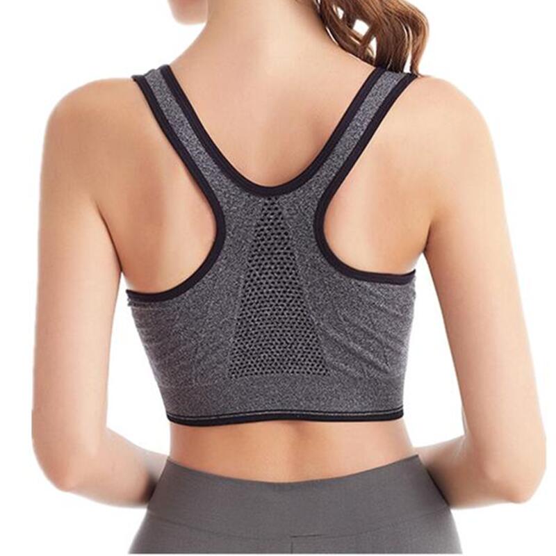 AliExpress Running Fitness Sports Bra Front Zipper Women's Underwear Shockproof without Underwire Bralette Breathable Seamless Brassiere, view 5
