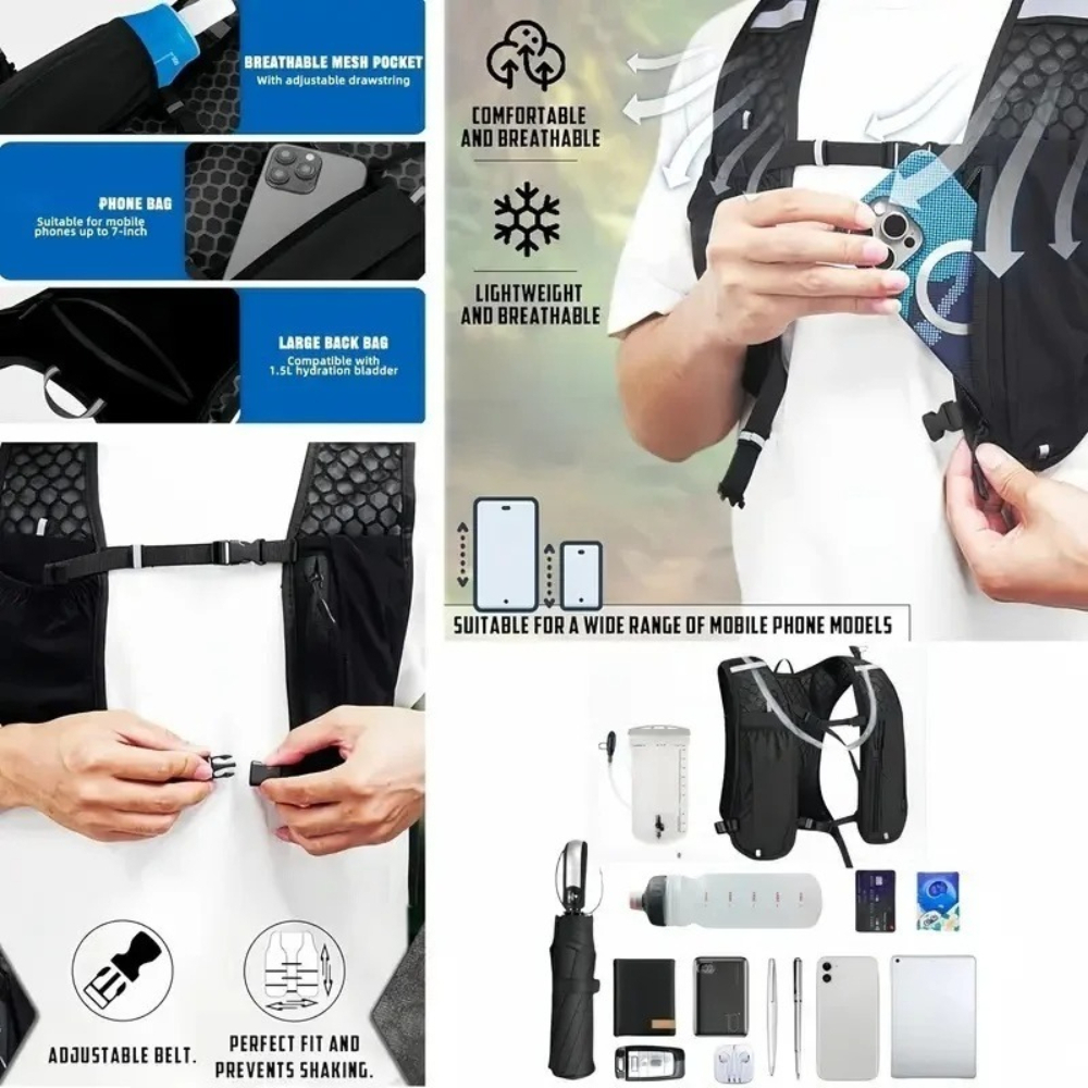 AliExpress Running Hydration Vest for Women and Men, Water-Resistant, Breathable, Backpack for Runs, Hiking, Cycling, Trails, Marathons, view 2