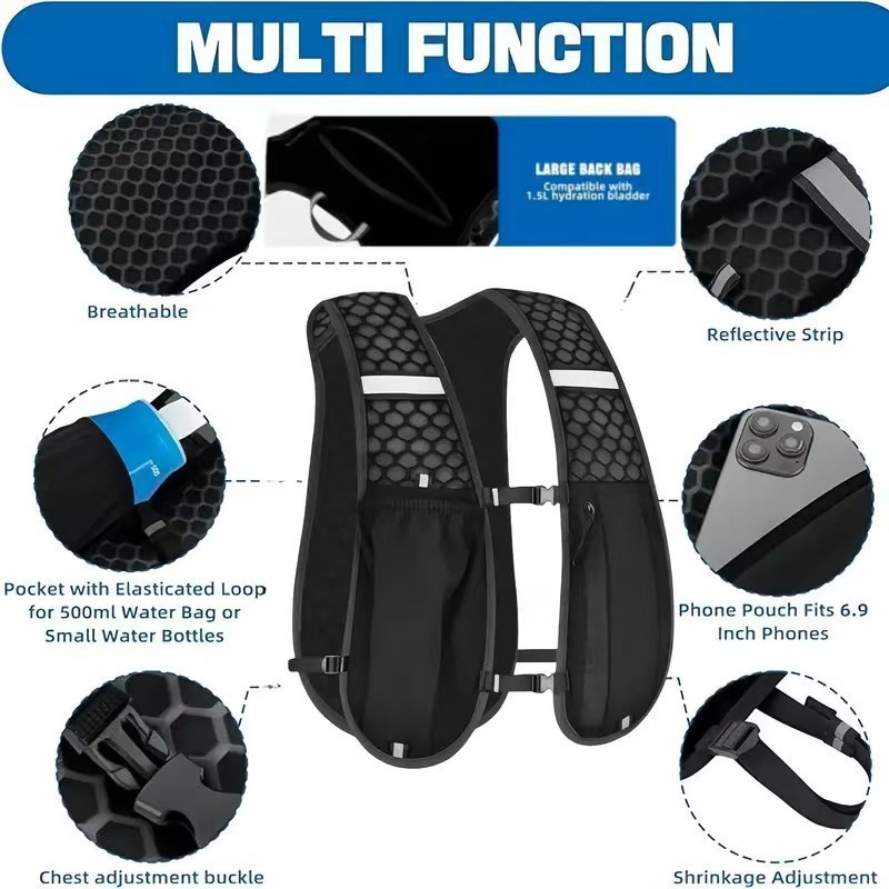 AliExpress Running Hydration Vest for Women and Men, Water-Resistant, Breathable, Backpack for Runs, Hiking, Cycling, Trails, Marathons, view 4