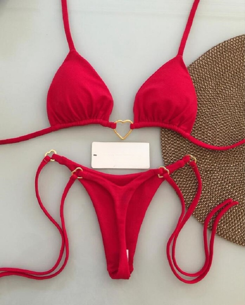 AliExpress RUOTONSEPT Sexy Halter Solid color Bikini Set Women's Swimsuit Two-piece Triangle Thong Swimwear Bathing Suit Brazilian Biquinis