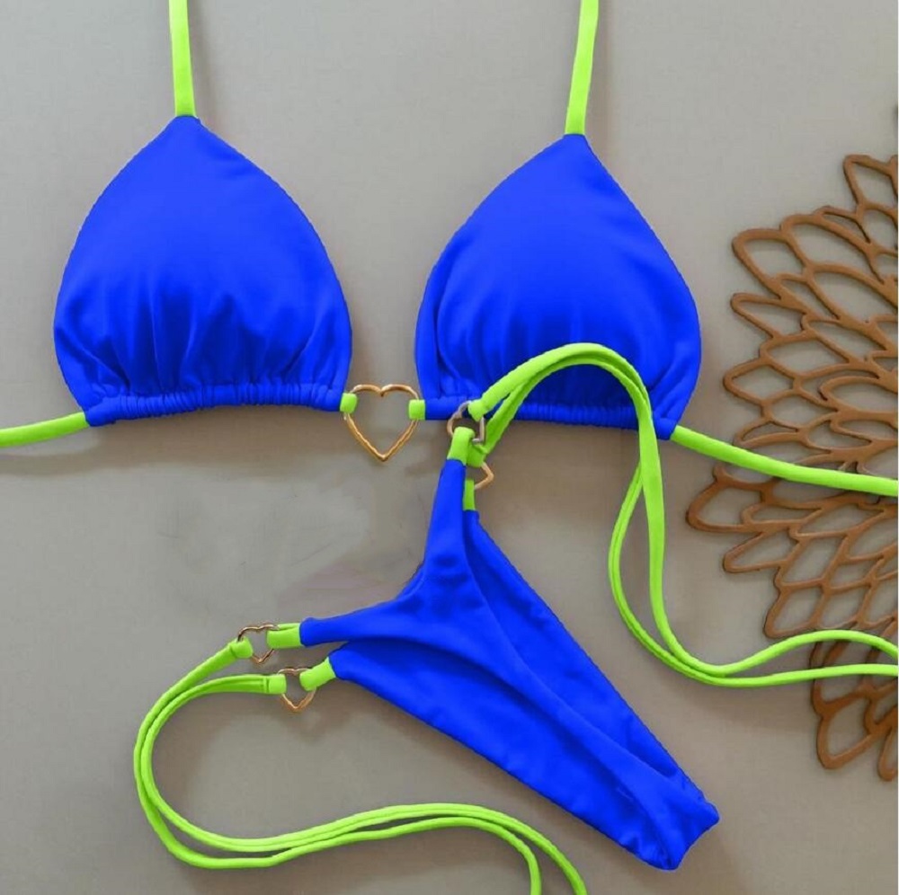 AliExpress RUOTONSEPT Sexy Halter Solid color Bikini Set Women's Swimsuit Two-piece Triangle Thong Swimwear Bathing Suit Brazilian Biquinis, view 2