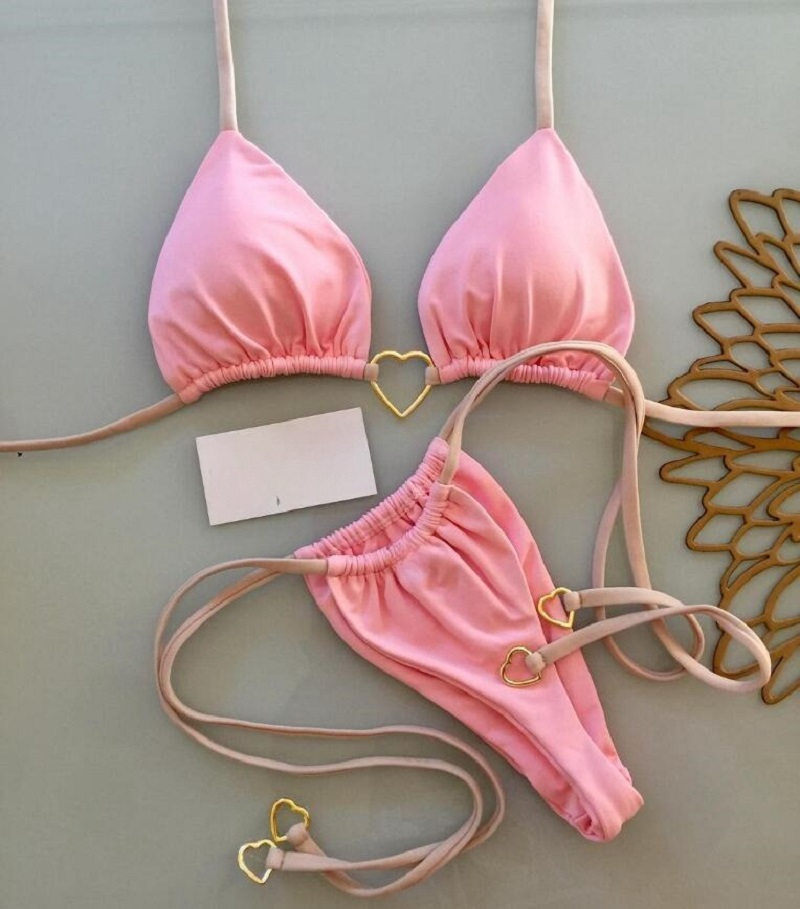 AliExpress RUOTONSEPT Sexy Halter Solid color Bikini Set Women's Swimsuit Two-piece Triangle Thong Swimwear Bathing Suit Brazilian Biquinis, view 6