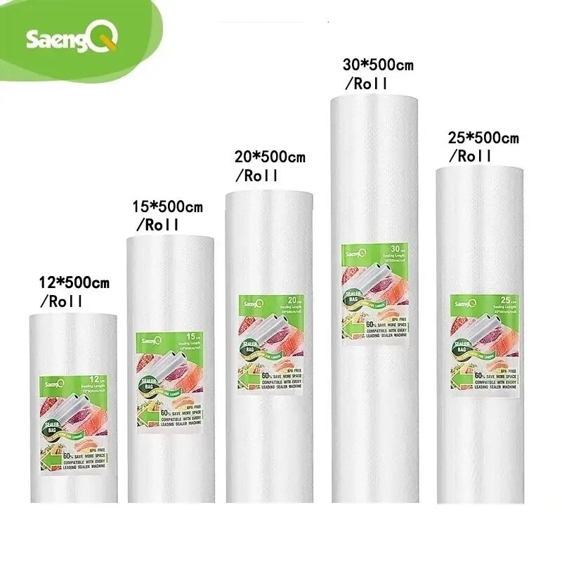 AliExpress SaengQ Vacuum Bags for Food Vacuum Sealer Food Fresh Long Keeping 12+15+20+25+30cm*500cm Rolls/Lot Bags for Vacuum Packer