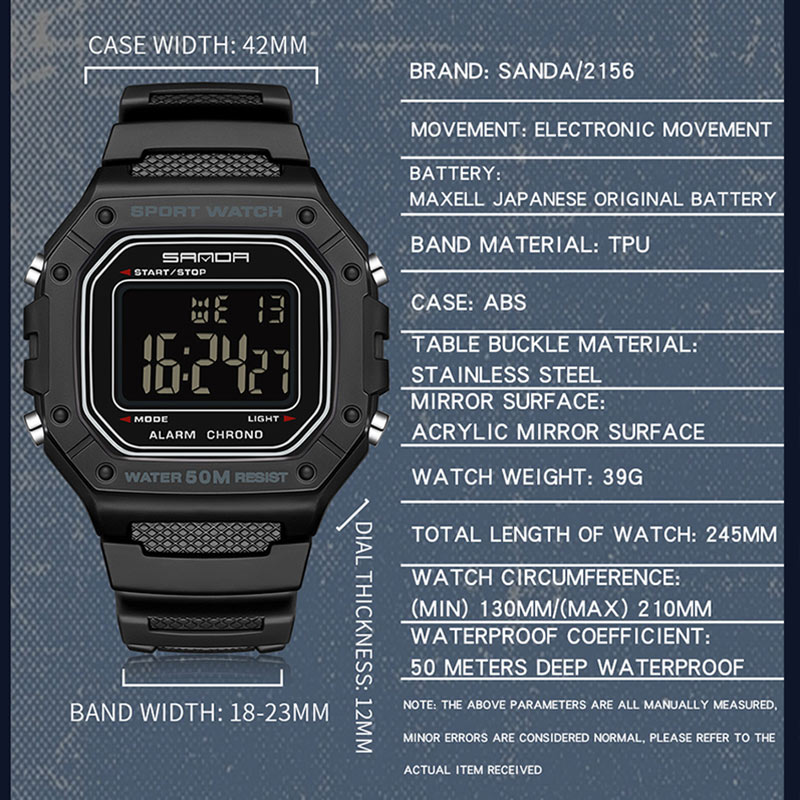 AliExpress SANDA 2156 Men's Military LED Digital Watch, view 5