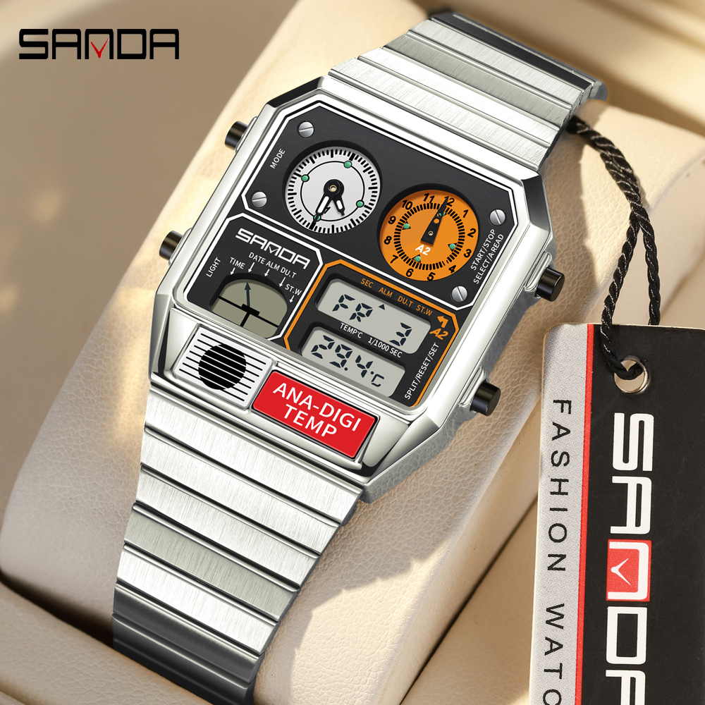AliExpress SANDA Men's Digital Steel Band Sports Watch