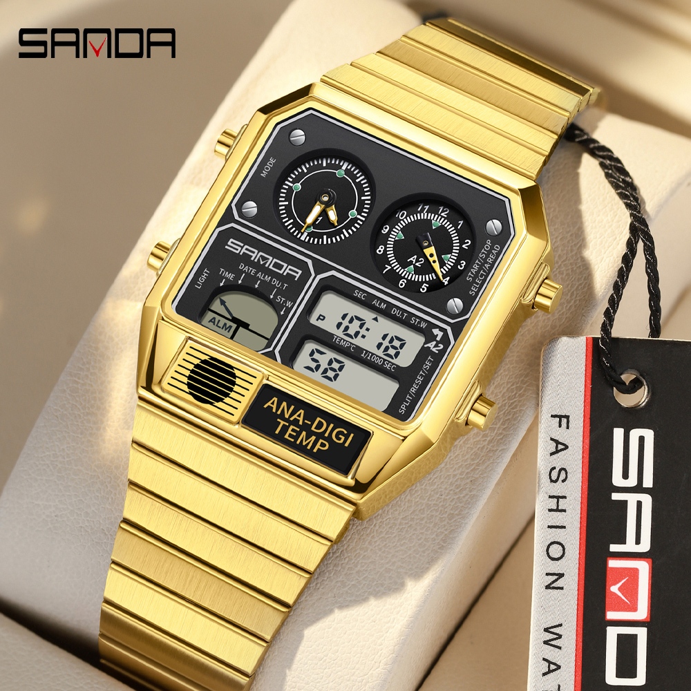 AliExpress SANDA Men's Digital Steel Band Sports Watch, view 2