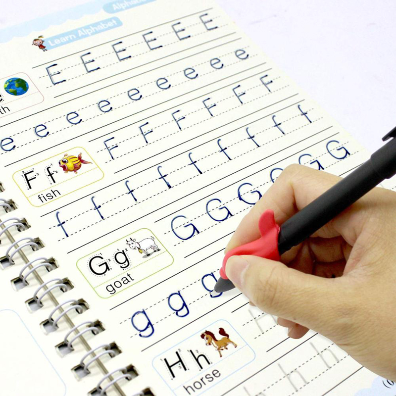 AliExpress Sank Magic Practice Copybook Pen Preschools Kids Calligraphy English Verison Free Wiping Children Reusable Writing Book, view 2