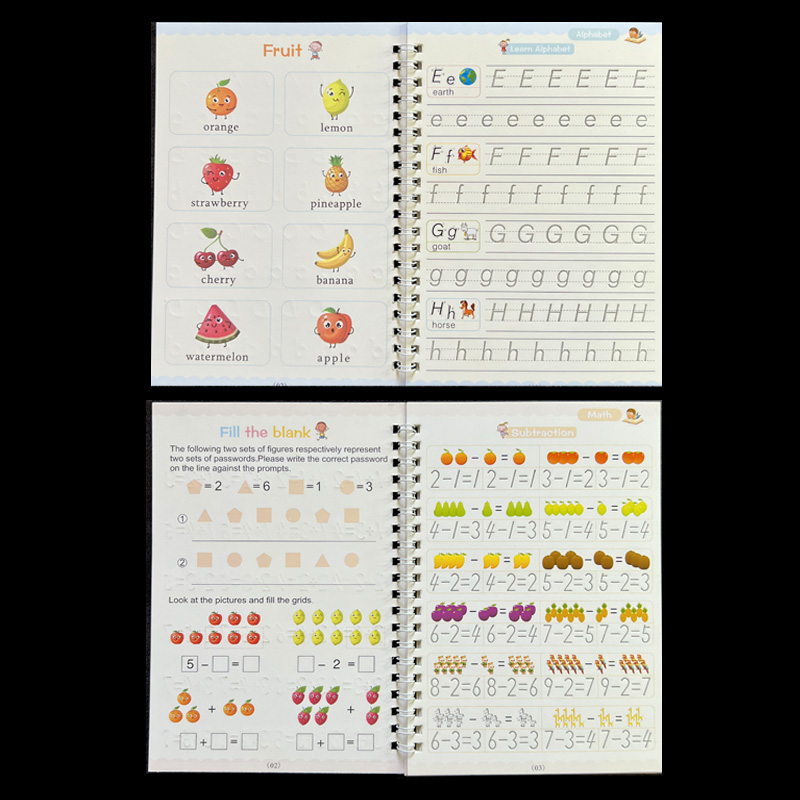 AliExpress Sank Magic Practice Copybook Pen Preschools Kids Calligraphy English Verison Free Wiping Children Reusable Writing Book, view 4
