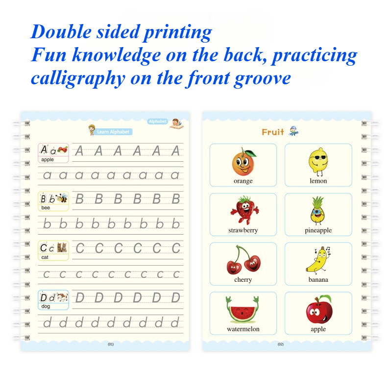 AliExpress Sank Magic Practice Copybook Pen Preschools Kids Calligraphy English Verison Free Wiping Children Reusable Writing Book, view 2