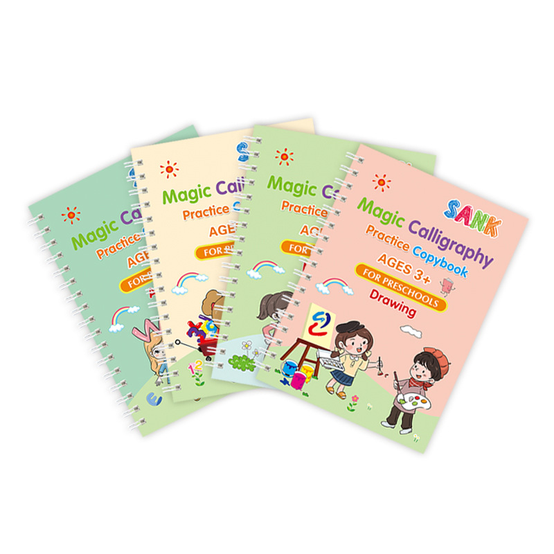 AliExpress Sank Magic Practice Copybook Pen Preschools Kids Calligraphy English Verison Free Wiping Children Reusable Writing Book, view 3
