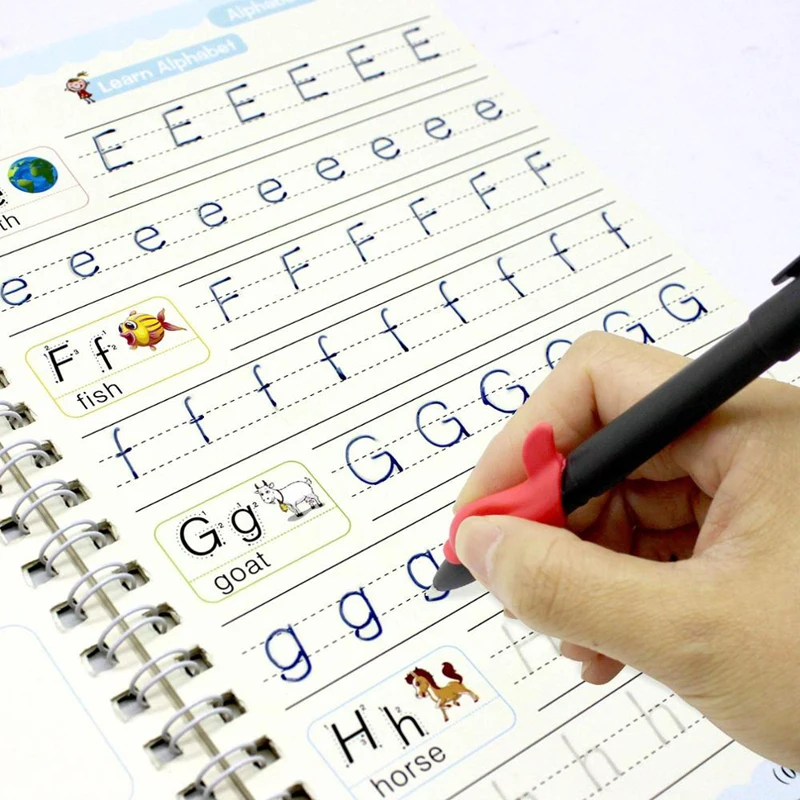 AliExpress Sank Magic Practice Copybook Pen Preschools Kids Calligraphy English Verison Free Wiping Children Reusable Writing Book, view 4