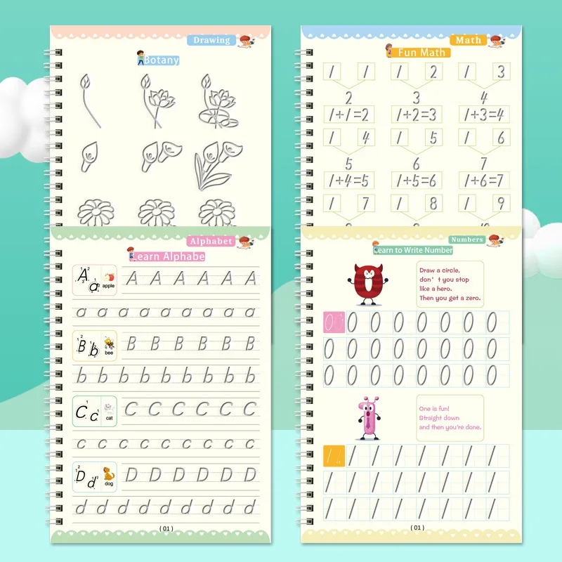 AliExpress Sank Magic Practice Copybook Pen Preschools Kids Calligraphy English Verison Free Wiping Children Reusable Writing Book, view 6