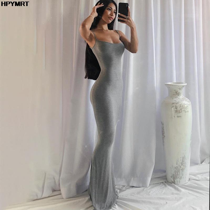 AliExpress Satin Slip Sleeveless Backless Slim Sexy Maxi Dress 2022 Spring Women Party Y2K Concise Bodycon Elegant Dresses Female Clothing