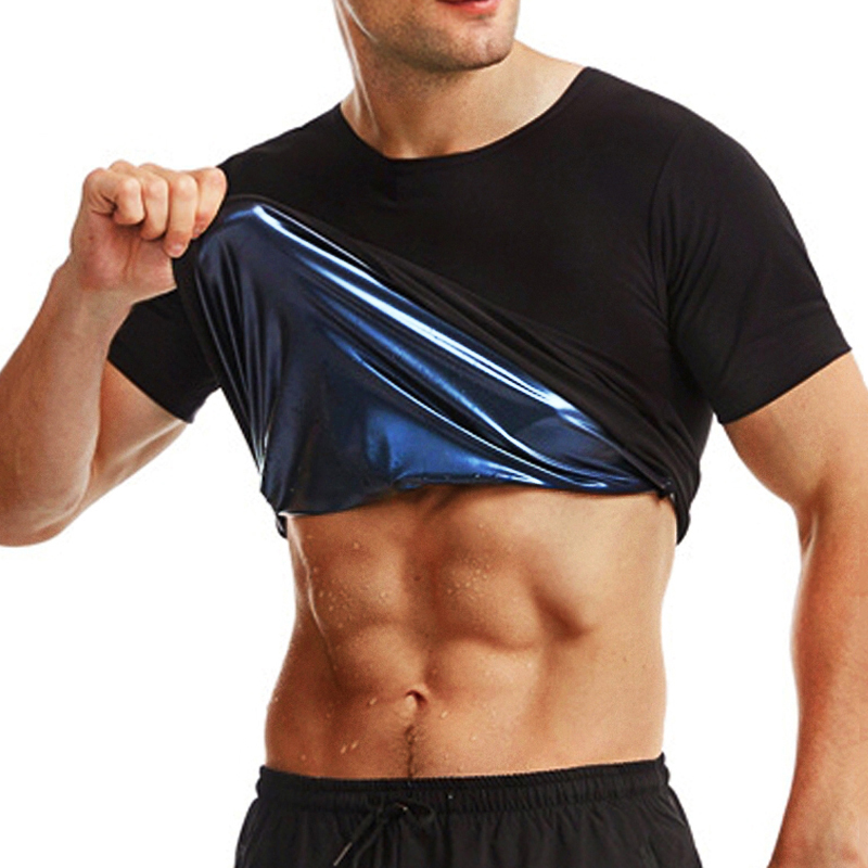 AliExpress Sauna Sweat Shirt for Men Short Sleeves Body Shaper Gym Exercise Fitness Top Shapewear Sauna Sweat T-Shirt Waist Slimming Tops