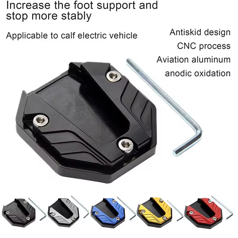 AliExpress Scooter Motorbike Accessories Extension Foot Pad Support Plate Aluminum Alloy Motorcycle Bike Kickstand Extender Foot Side Stand, view 4