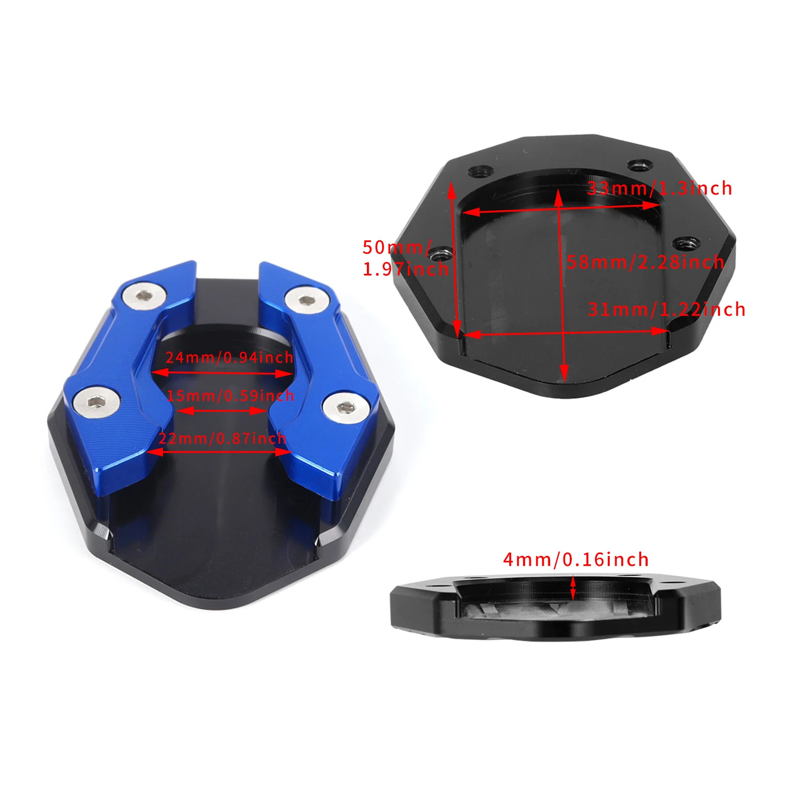 AliExpress Scooter Motorbike Accessories Extension Foot Pad Support Plate Aluminum Alloy Motorcycle Bike Kickstand Extender Foot Side Stand, view 6