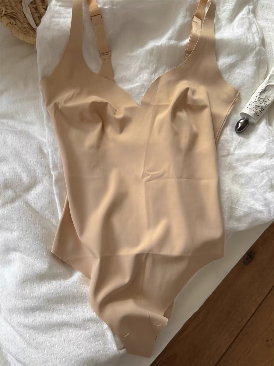 AliExpress Seamless Shapewear Bodysuit Woman Solid Ultra-Thin U-Back Bodysuit Female High Elasticity Slim Camisole One-Piece Underwear New