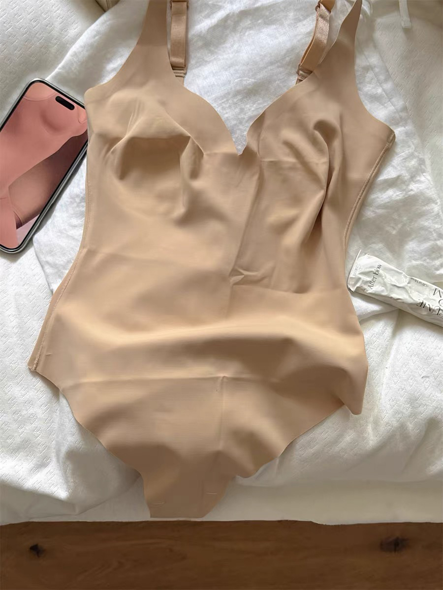 AliExpress Seamless Shapewear Bodysuit Woman Solid Ultra-Thin U-Back Bodysuit Female High Elasticity Slim Camisole One-Piece Underwear New, view 2