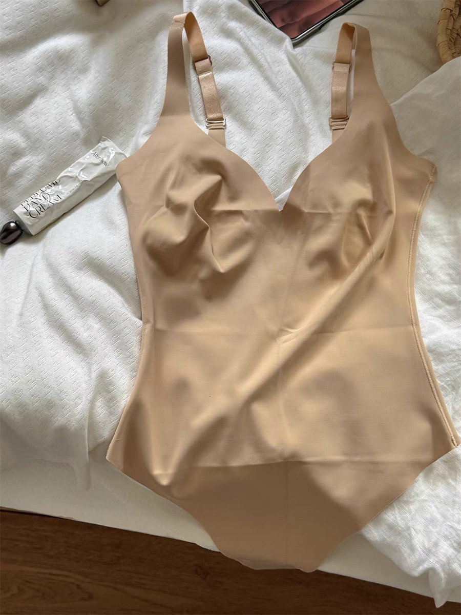 AliExpress Seamless Shapewear Bodysuit Woman Solid Ultra-Thin U-Back Bodysuit Female High Elasticity Slim Camisole One-Piece Underwear New, view 3