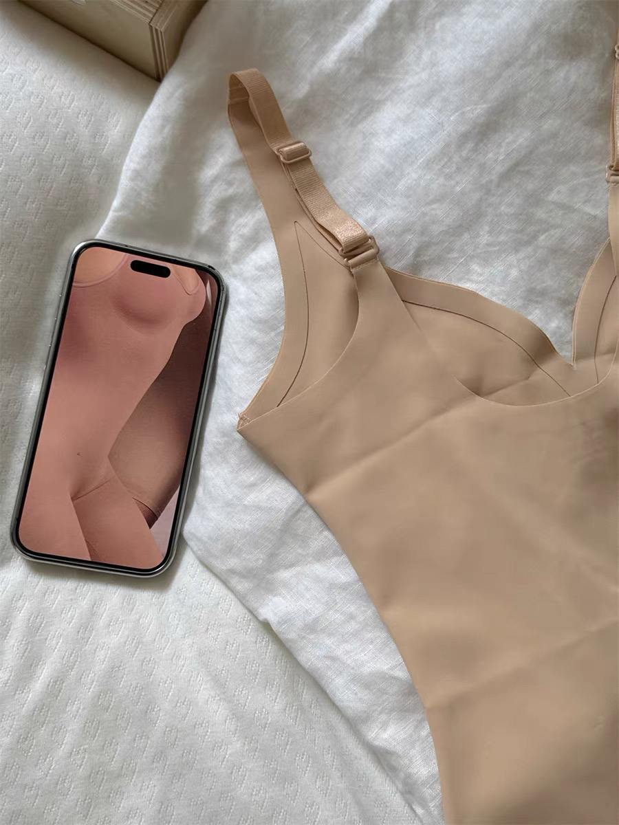 AliExpress Seamless Shapewear Bodysuit Woman Solid Ultra-Thin U-Back Bodysuit Female High Elasticity Slim Camisole One-Piece Underwear New, view 6
