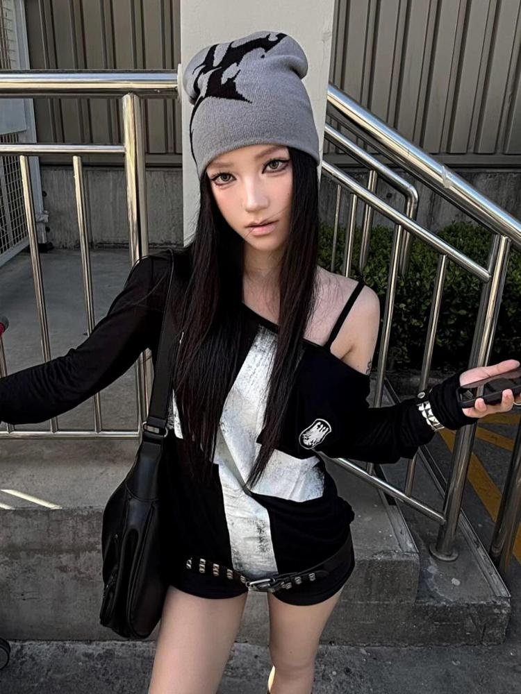 AliExpress Seeslim Print Cross Graphic T Shirts Woman Long Sleeve Blck Goth Autumn Spring Tops Tees Female Clothing 2000s Clothes Y2k Chic, view 2