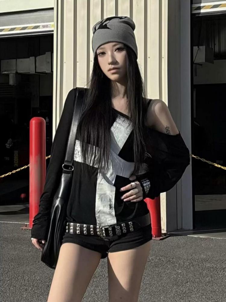 AliExpress Seeslim Print Cross Graphic T Shirts Woman Long Sleeve Blck Goth Autumn Spring Tops Tees Female Clothing 2000s Clothes Y2k Chic, view 4