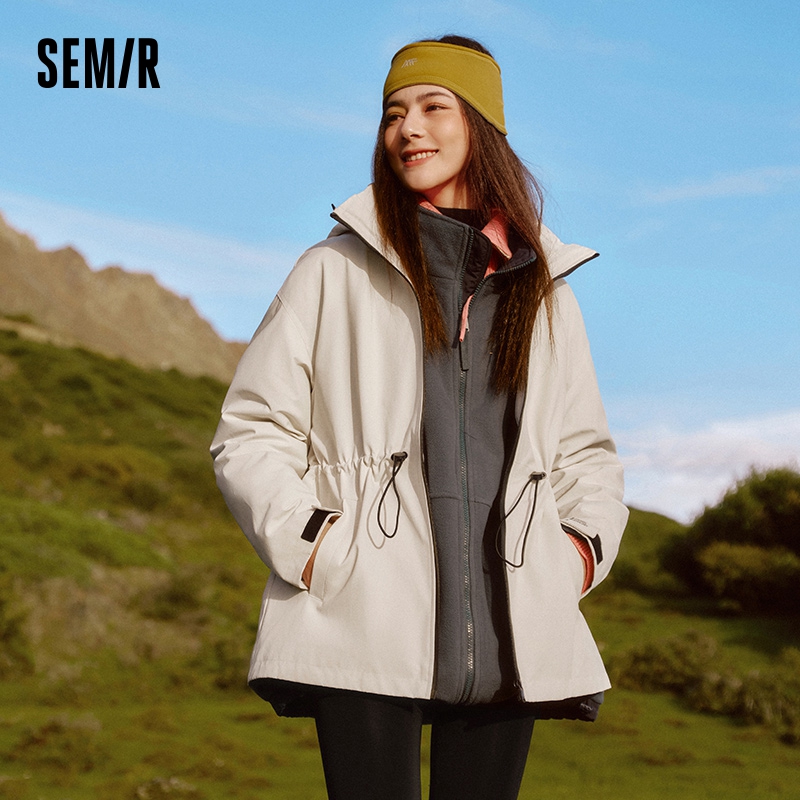 AliExpress Semir Down Jacket Women 2026 New Two-Piece Three-in-One Outdoor Travel Daily Waterproof Oil-proof Stain-proof Woman Winter Coat