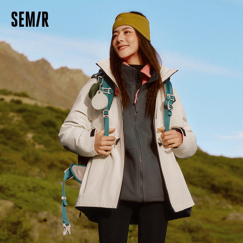 AliExpress Semir Down Jacket Women 2026 New Two-Piece Three-in-One Outdoor Travel Daily Waterproof Oil-proof Stain-proof Woman Winter Coat, view 3