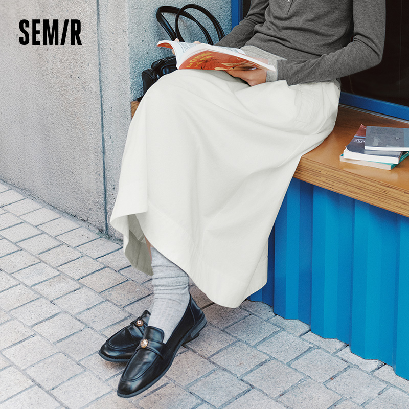 AliExpress Semir Skirt Women 2025 New Spring Elastic Waist Solid Color Versatile Spring New Version Hip-covering A-line Umbrella Skirt, view 3