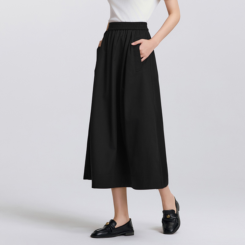 AliExpress Semir Skirt Women 2025 New Spring Elastic Waist Solid Color Versatile Spring New Version Hip-covering A-line Umbrella Skirt, view 5