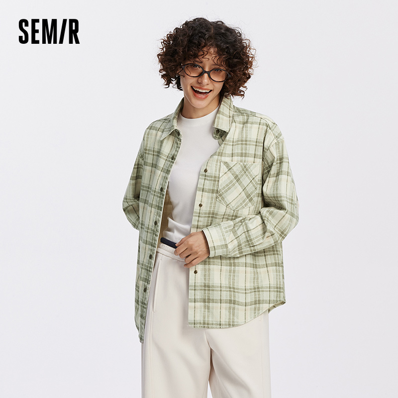 AliExpress Semir Women Shirt Denim Long Sleeve Oversize Soft Loose Retro Street Style 2026 Autumn Mid Length Casual Blouse Daily Wear, view 2