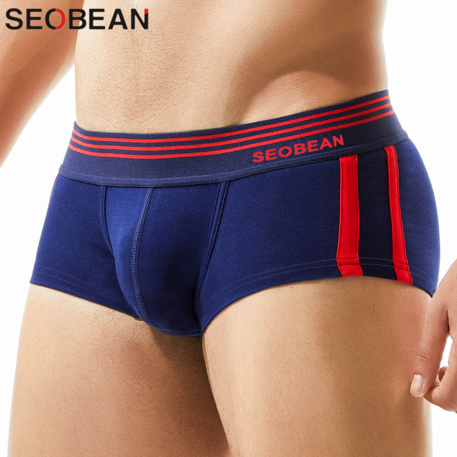 AliExpress SEOBEAN Men's Breathable Cotton Boxer Briefs U-Convex Pouch Low-Waist Comfortable Stretch Soft Underwear for Daily Casual