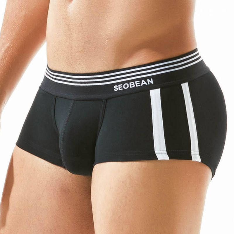 AliExpress SEOBEAN Men's Breathable Cotton Boxer Briefs U-Convex Pouch Low-Waist Comfortable Stretch Soft Underwear for Daily Casual, view 2