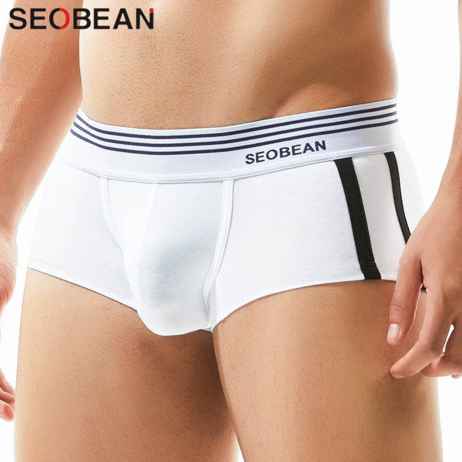 AliExpress SEOBEAN Men's Breathable Cotton Boxer Briefs U-Convex Pouch Low-Waist Comfortable Stretch Soft Underwear for Daily Casual, view 3