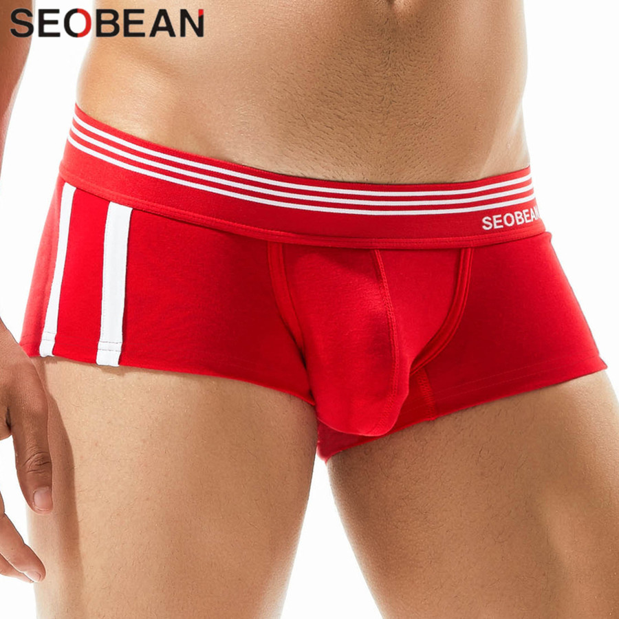 AliExpress SEOBEAN Men's Breathable Cotton Boxer Briefs U-Convex Pouch Low-Waist Comfortable Stretch Soft Underwear for Daily Casual, view 4