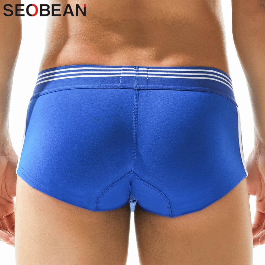 AliExpress SEOBEAN Men's Breathable Cotton Boxer Briefs U-Convex Pouch Low-Waist Comfortable Stretch Soft Underwear for Daily Casual, view 5