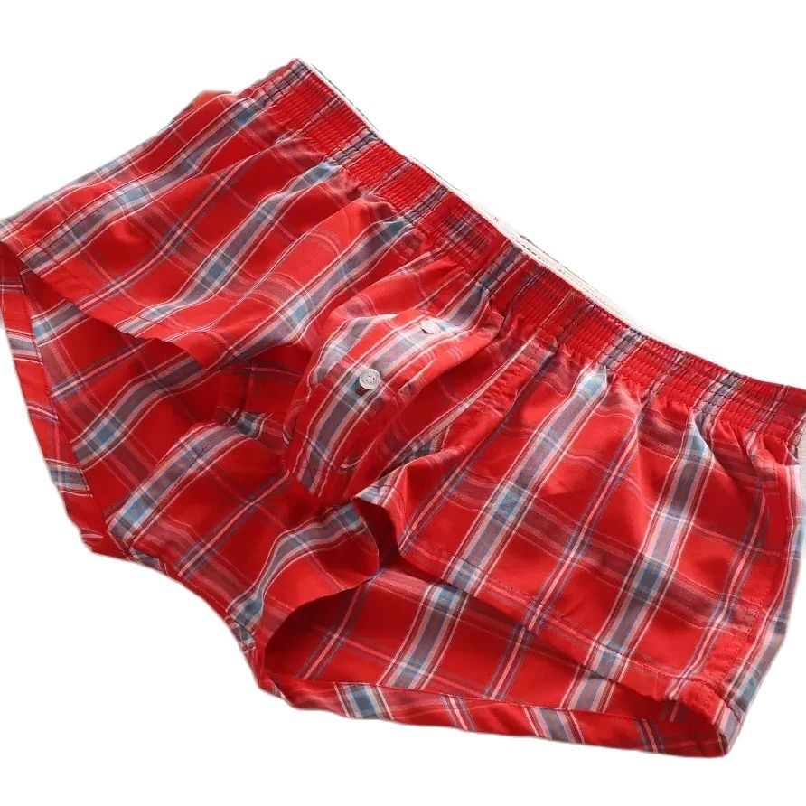 AliExpress SEOBEAN MENS SEXY COTTON SHORTS HOME COMFORT CHECKERED FIT TRUNKS, view 2