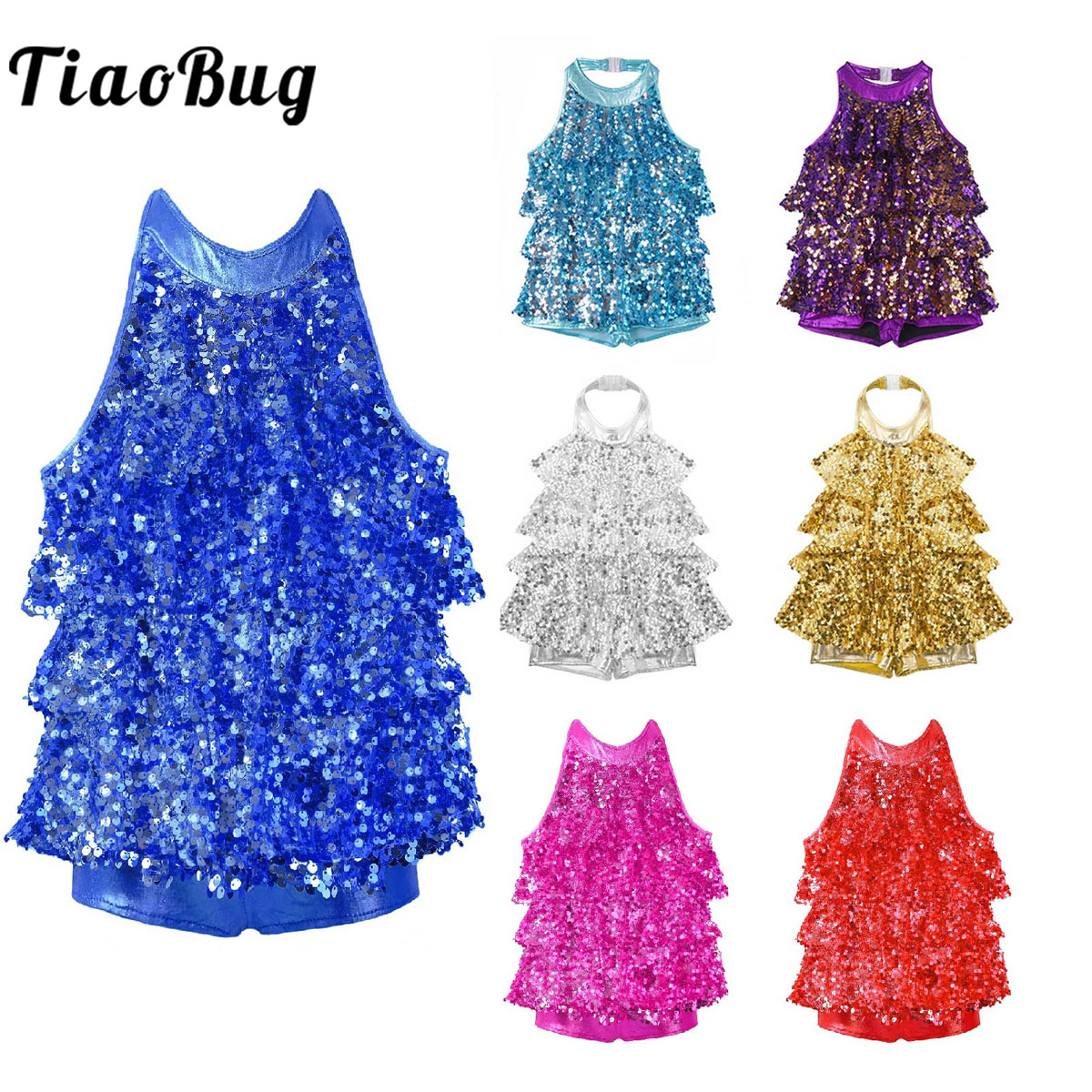 AliExpress Sequins Jazz Latin Ballet Dance Costume Kids Girls Halter Tutu Ballet Leotard Dress Samba Rumba Tango Salsa Unitards Dancewear