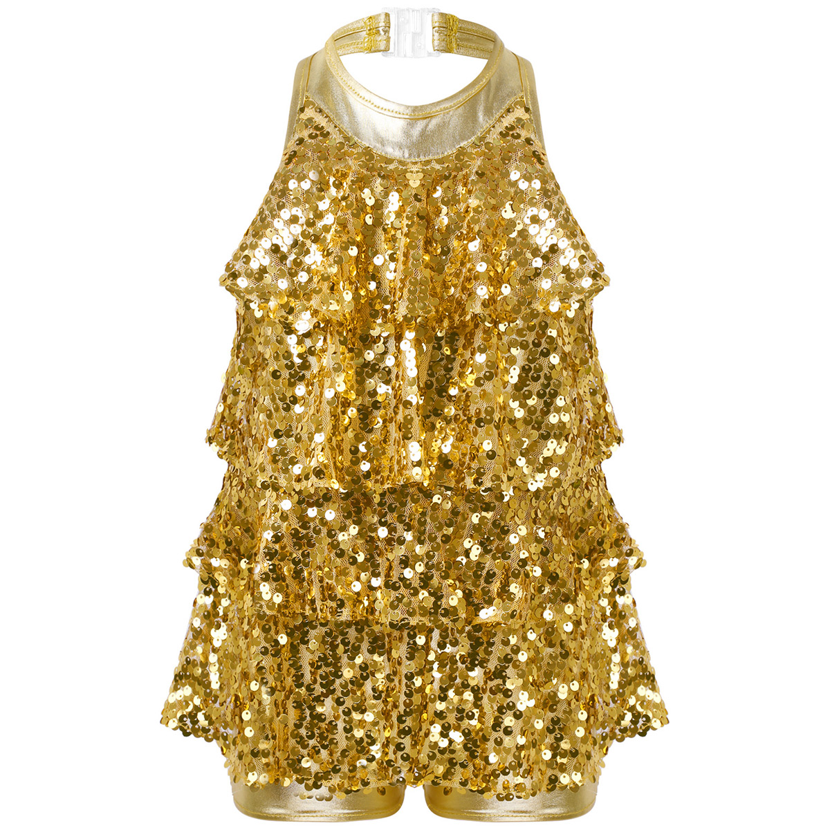 AliExpress Sequins Jazz Latin Ballet Dance Costume Kids Girls Halter Tutu Ballet Leotard Dress Samba Rumba Tango Salsa Unitards Dancewear, view 4