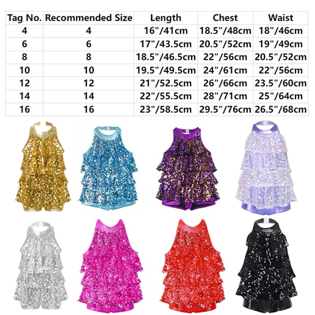 AliExpress Sequins Jazz Latin Ballet Dance Costume Kids Girls Halter Tutu Ballet Leotard Dress Samba Rumba Tango Salsa Unitards Dancewear, view 6