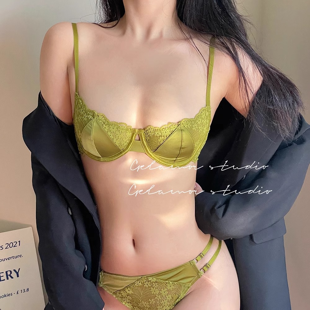 AliExpress Sexy Hot Bra for Women Half Cup Ultra-thin Lace Large Breasts Show Small Chest Anti-sagging Bra Set Lencerias Sexy Underwear
