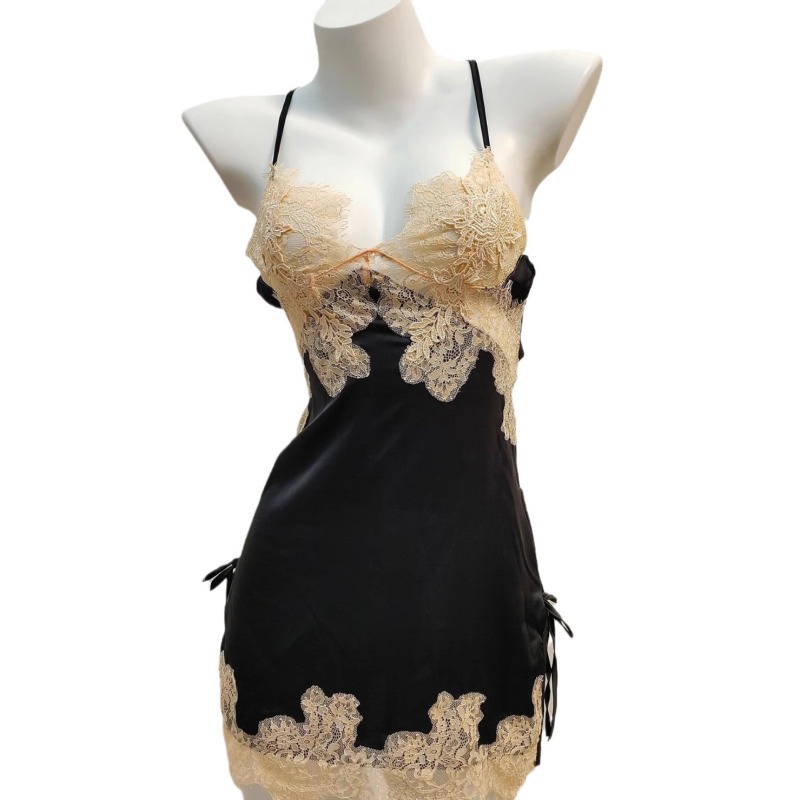 AliExpress Sexy Pajamas for Women Nightwear Ice Silk Lace Beautiful Back Suspender Pajama Night Dress Elegant Strap Sweet Nightgown 2025, view 6