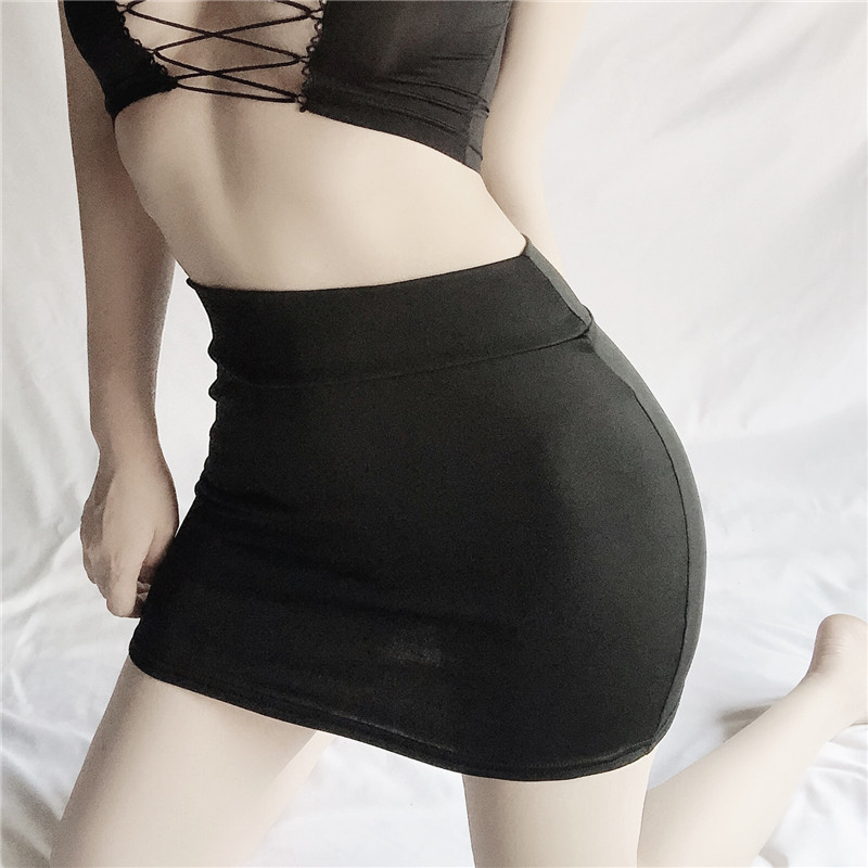 AliExpress Sexy Thin Skinny Mini Skirt Without Lining Solid Color Low-rise See-through Hip Lifting Short Skirt Women Clubwear, view 5