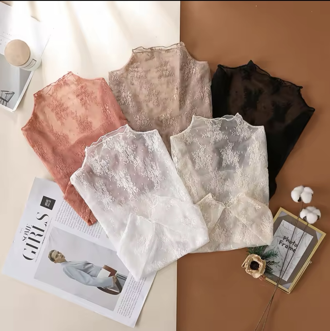 AliExpress Sexy Women Mesh T-Shirts Transparent Lace Blouse Long Sleeve See Through Tops For Women O Neck Sheer Tees Body Crop Top, view 2