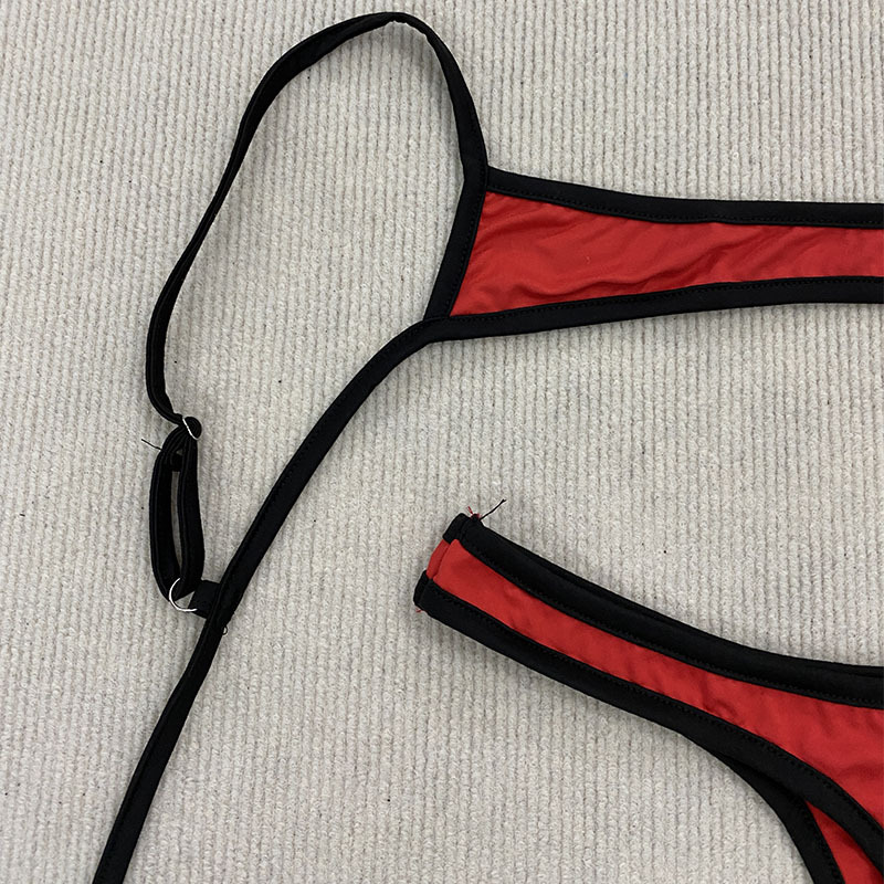 AliExpress Sexy Y2K Spice Girl Contrast Color Bikini Retro Adjustable Shoulder Strap Backless Summer Beach Split Swimsuit, view 5