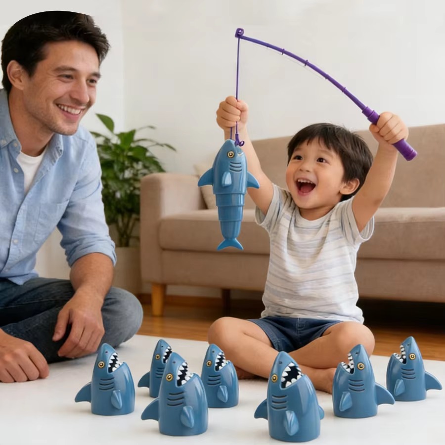 AliExpress Shark Fishing Game for Kids with Rods and Spinner Interactive Family Tabletop Game Bath Pool Beach Toys Birthday Gift Boys Girls