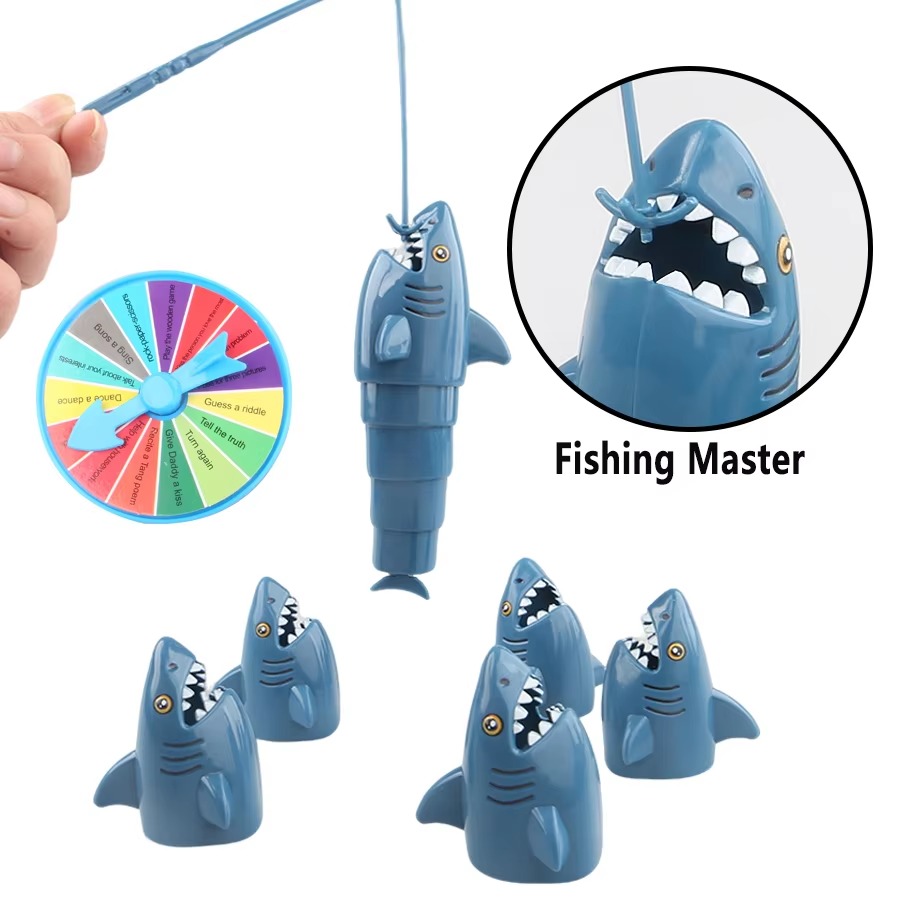AliExpress Shark Fishing Game for Kids with Rods and Spinner Interactive Family Tabletop Game Bath Pool Beach Toys Birthday Gift Boys Girls, view 3