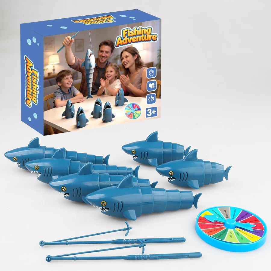 AliExpress Shark Fishing Game for Kids with Rods and Spinner Interactive Family Tabletop Game Bath Pool Beach Toys Birthday Gift Boys Girls, view 4