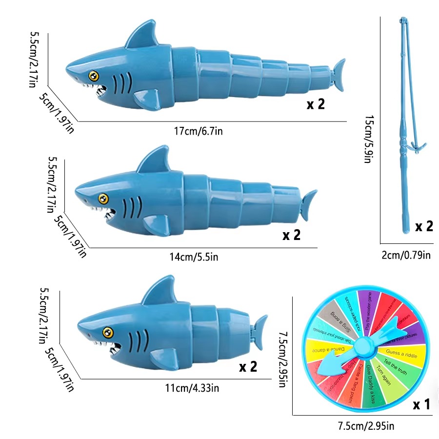 AliExpress Shark Fishing Game for Kids with Rods and Spinner Interactive Family Tabletop Game Bath Pool Beach Toys Birthday Gift Boys Girls, view 5