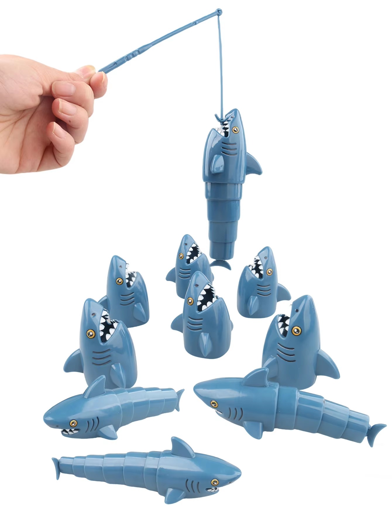 AliExpress Shark Fishing Game for Kids with Rods and Spinner Interactive Family Tabletop Game Bath Pool Beach Toys Birthday Gift Boys Girls, view 6